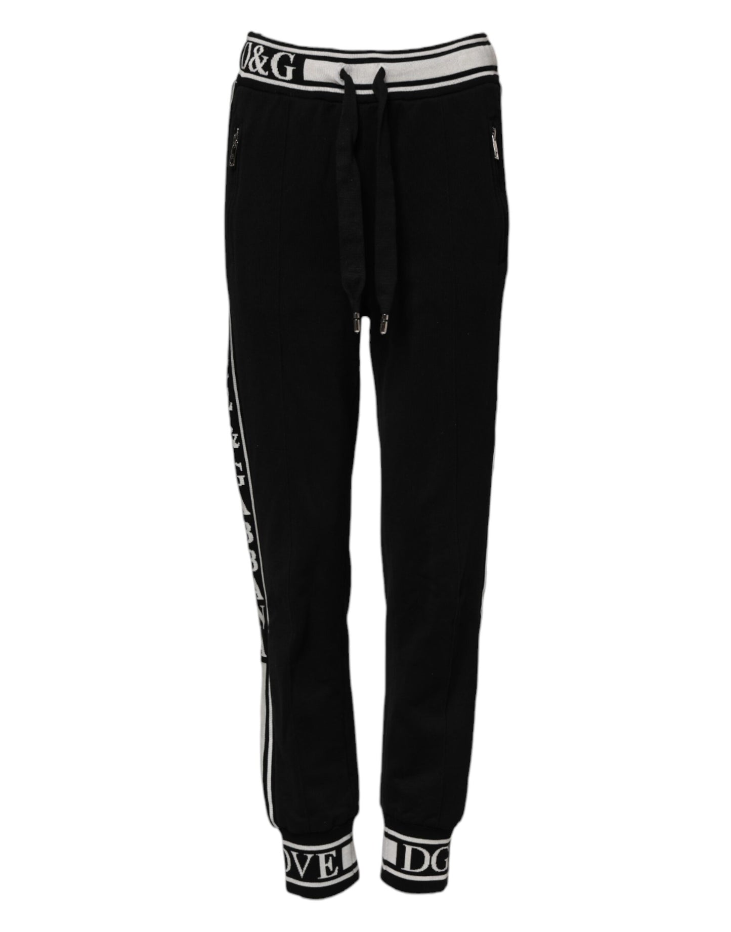 Dolce &amp; Gabbana – Schwarze Jogginghose aus Baumwolle mit Logobund 