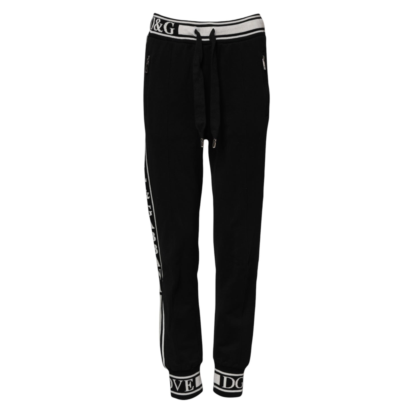 Dolce &amp; Gabbana – Schwarze Jogginghose aus Baumwolle mit Logobund 