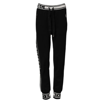 Dolce &amp; Gabbana – Schwarze Jogginghose aus Baumwolle mit Logobund 