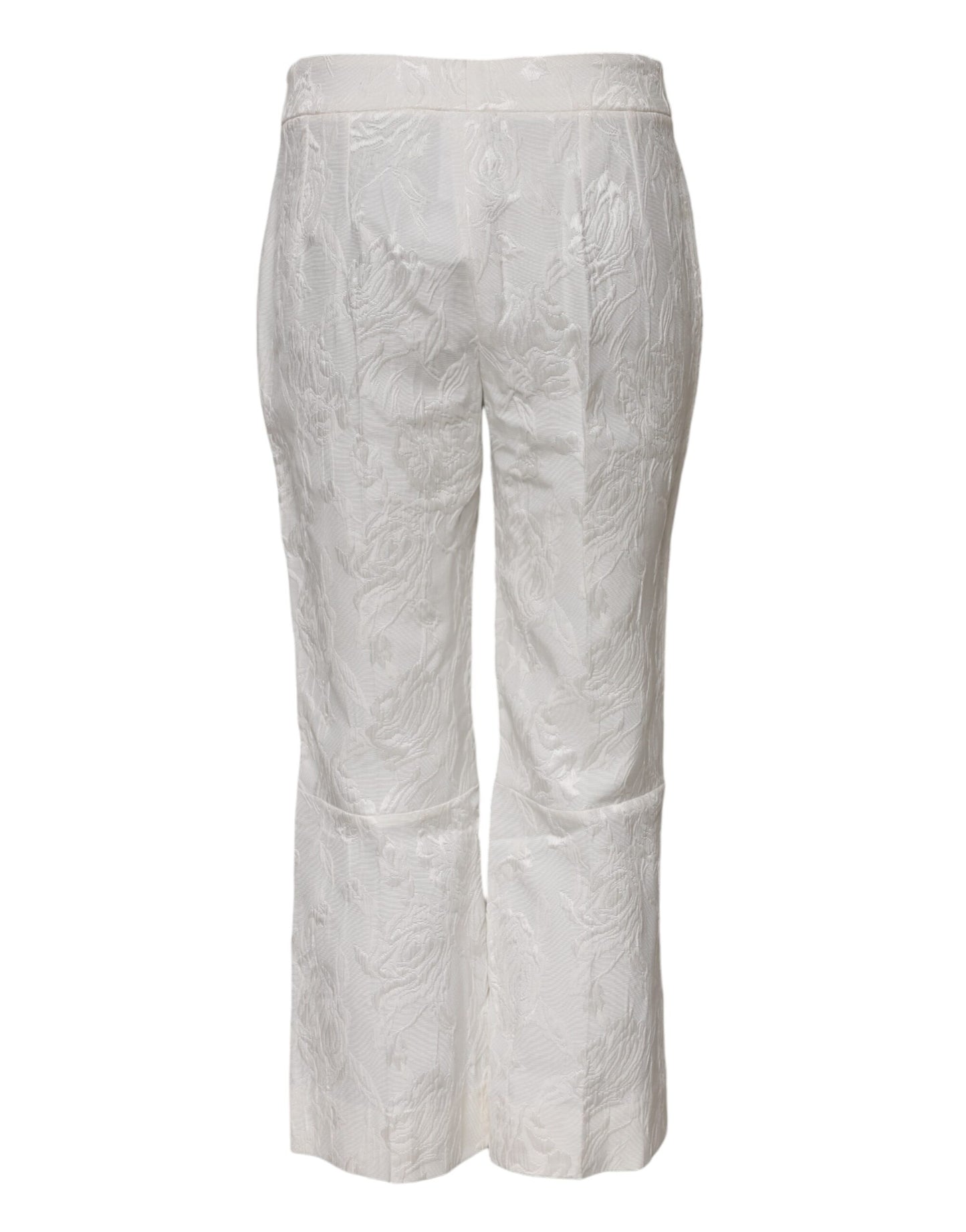 Dolce &amp; Gabbana – Weiße Jacquardhose aus Baumwolle mit Blumenmuster 