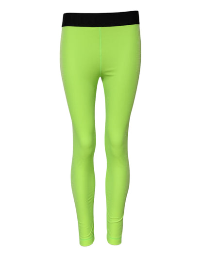 Dolce &amp; Gabbana, grüne Leggings aus Nylon in schmaler Passform 