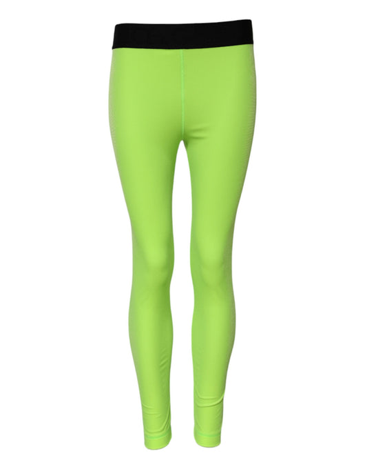 Dolce &amp; Gabbana, grüne Leggings aus Nylon in schmaler Passform 