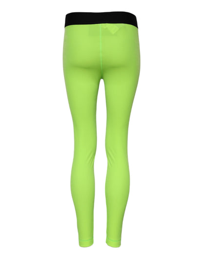 Dolce &amp; Gabbana, grüne Leggings aus Nylon in schmaler Passform 