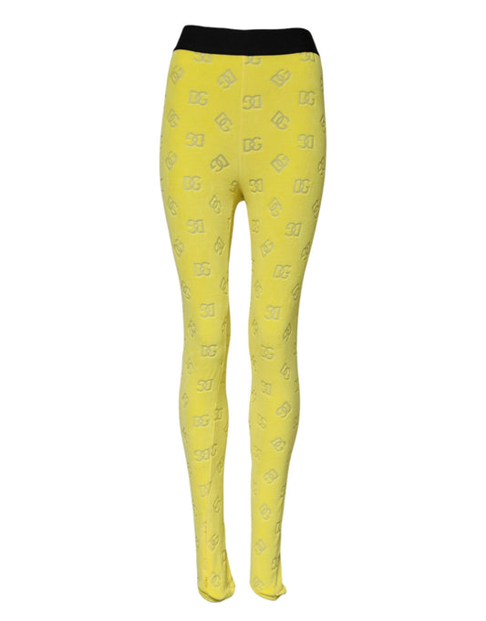 Dolce &amp; Gabbana – Schmal geschnittene Leggings mit gelbem Logo 