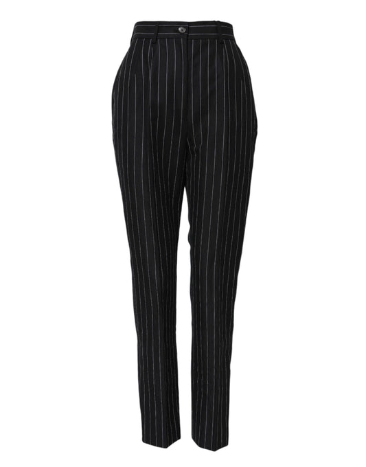 Dolce &amp; Gabbana – Hoch taillierte Karottenhose mit schwarzen Streifen 