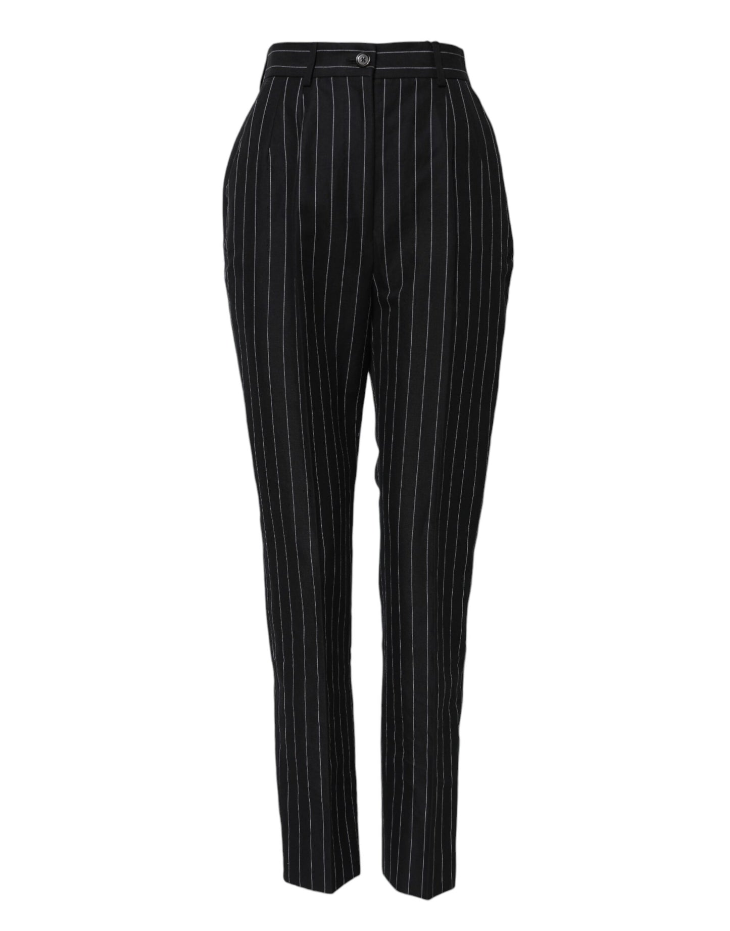 Dolce &amp; Gabbana – Hoch taillierte Karottenhose mit schwarzen Streifen 