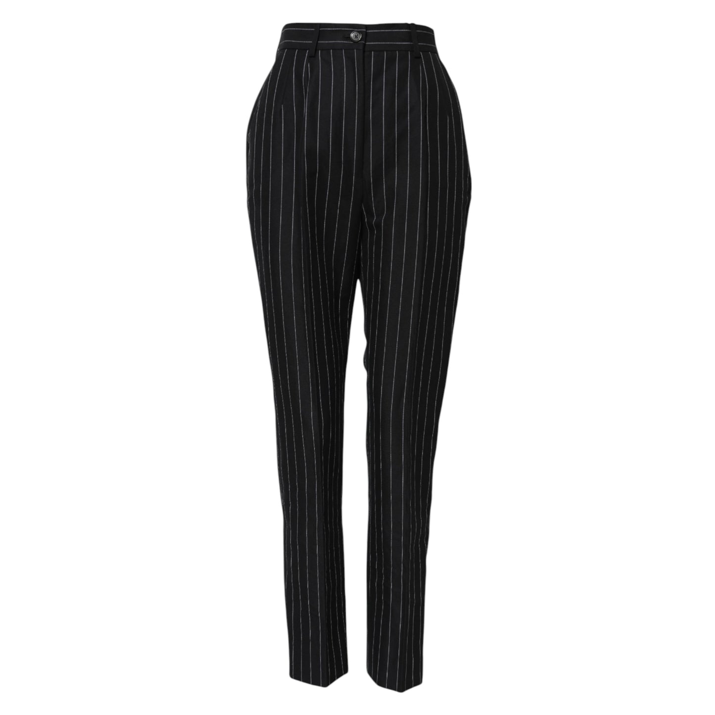 Dolce &amp; Gabbana – Hoch taillierte Karottenhose mit schwarzen Streifen 