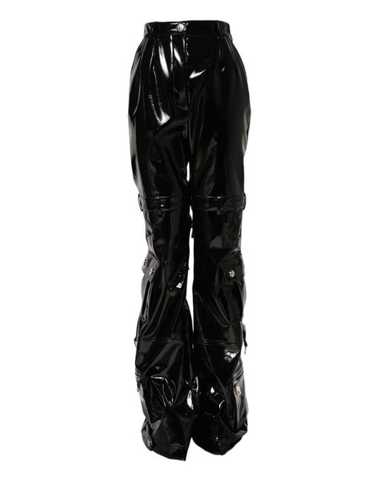 Dolce &amp; Gabbana – Schwarze Cargo-Bootcut-Hose mit hoher Taille 