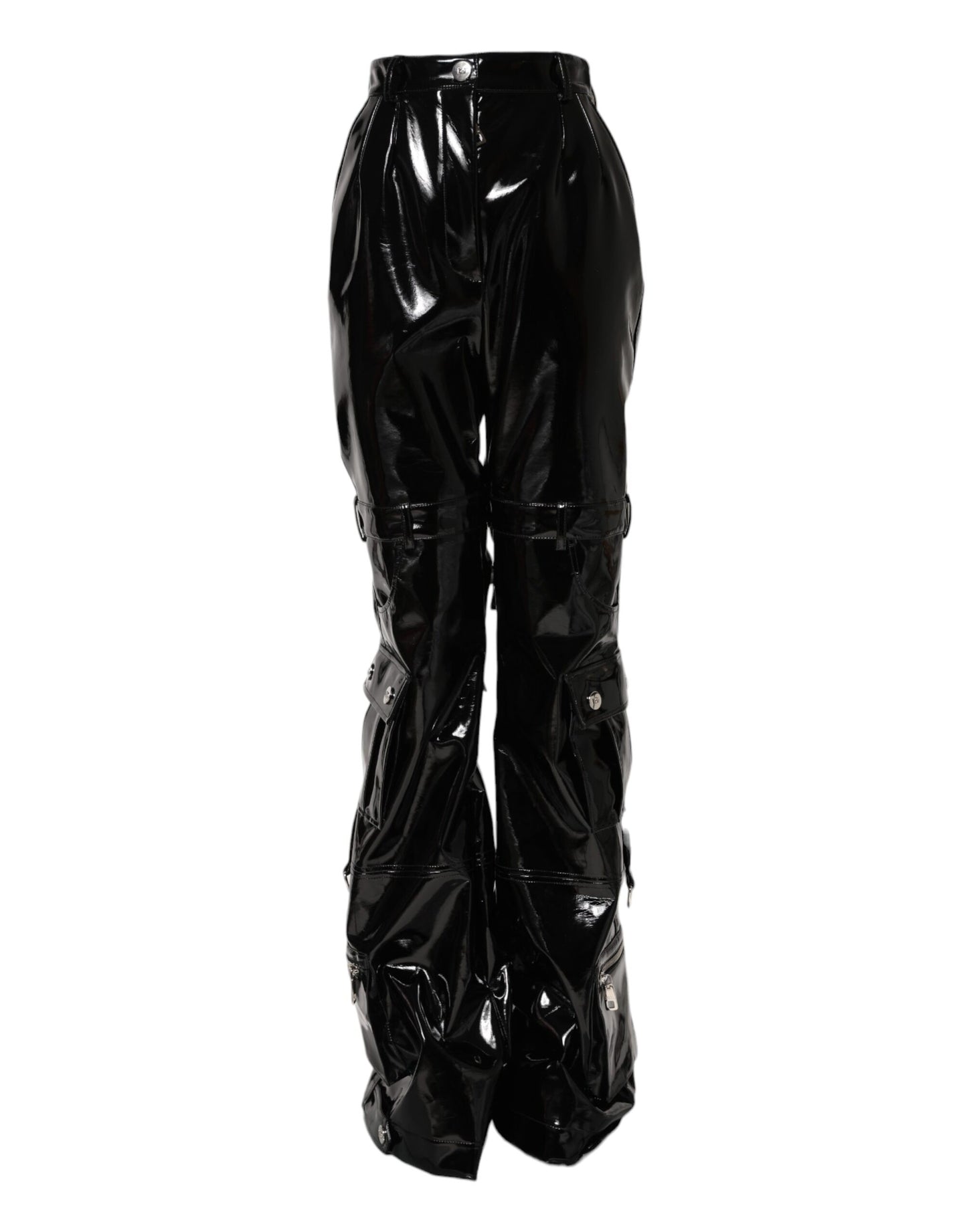 Dolce &amp; Gabbana – Schwarze Cargo-Bootcut-Hose mit hoher Taille 