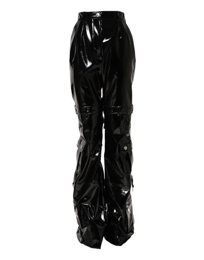 Dolce &amp; Gabbana – Schwarze Cargo-Bootcut-Hose mit hoher Taille 
