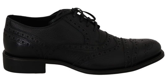 Dolce &amp; Gabbana – Oxford-Schuhe aus blauem Leder mit Flügelkappe