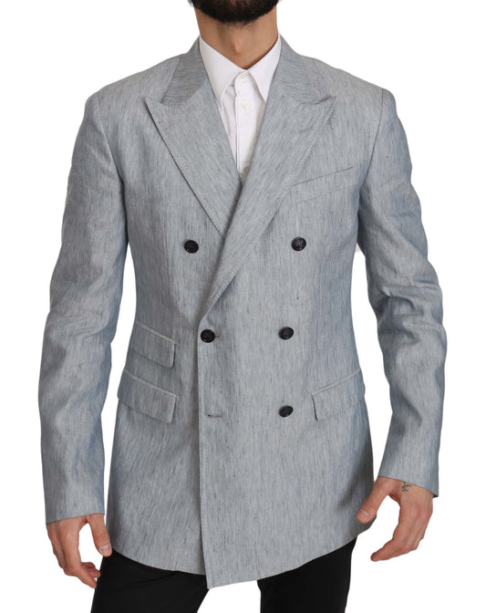 Dolce &amp; Gabbana Blauer Flachs NAPOLI Jacke Mantel Blazer