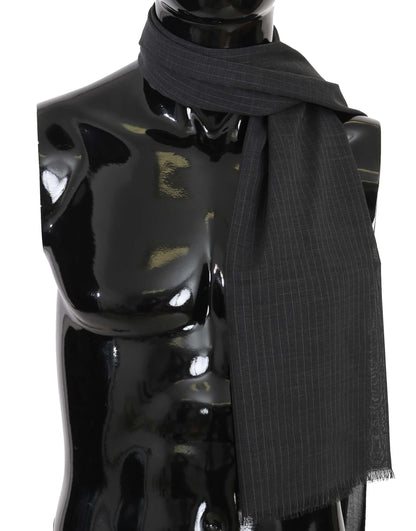 Dolce &amp; Gabbana – Grauer Wickelschal aus 100 % Wolle mit Streifenmuster