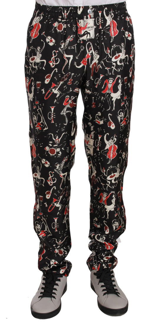 Rote Nachtwäschehose mit Musikinstrumenten-Print von Dolce &amp; Gabbana