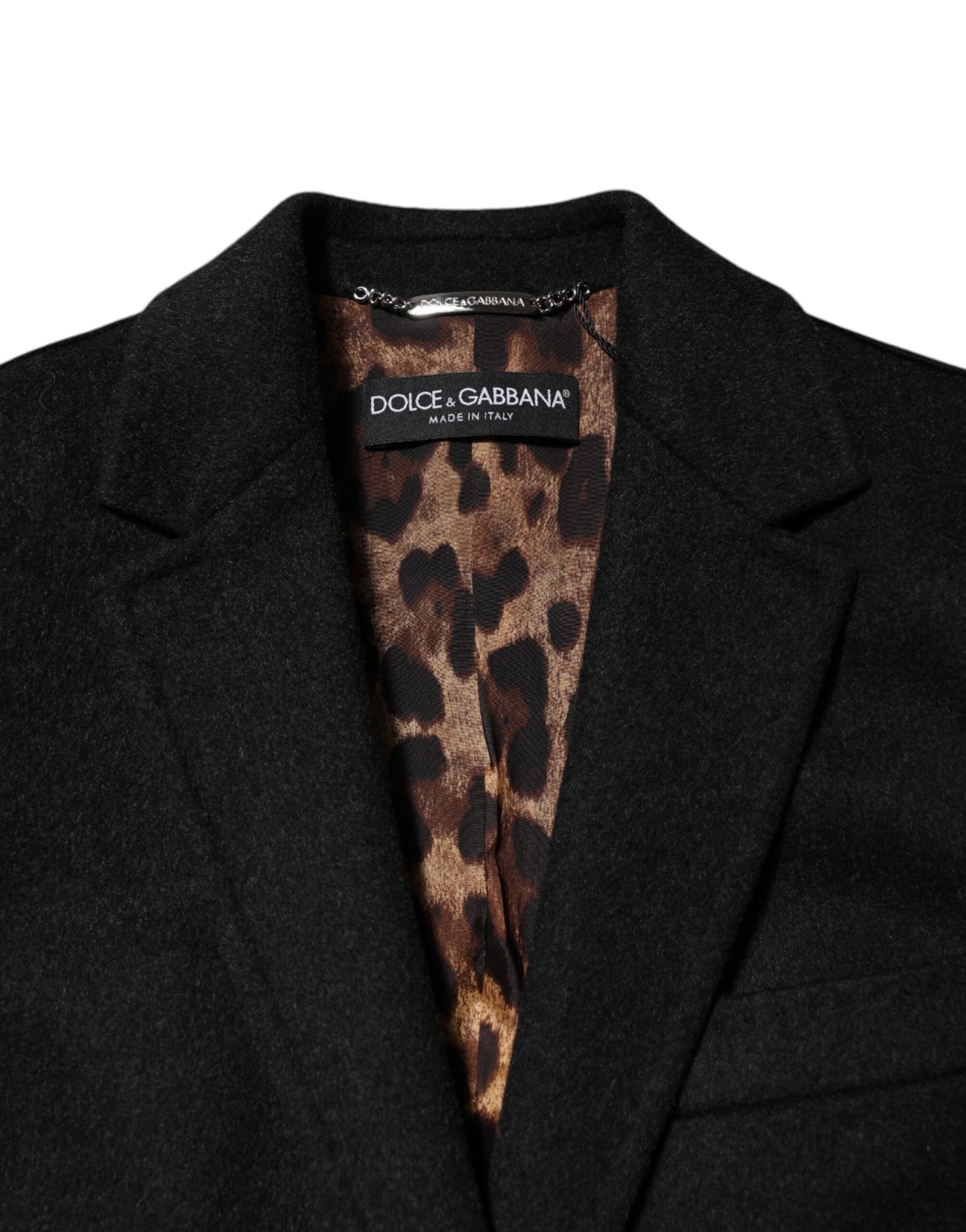 Dolce &amp; Gabbana – Schwarze Trenchcoat-Jacke aus Wolle mit langen Ärmeln