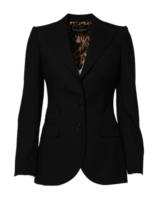 Dolce &amp; Gabbana – Einreihige Manteljacke aus schwarzer Wolle