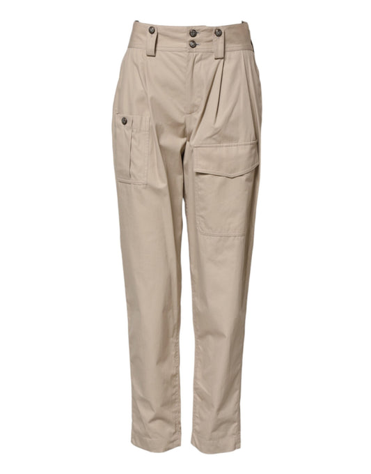 Dolce &amp; Gabbana Beige Baumwollhose mit hoher Taille