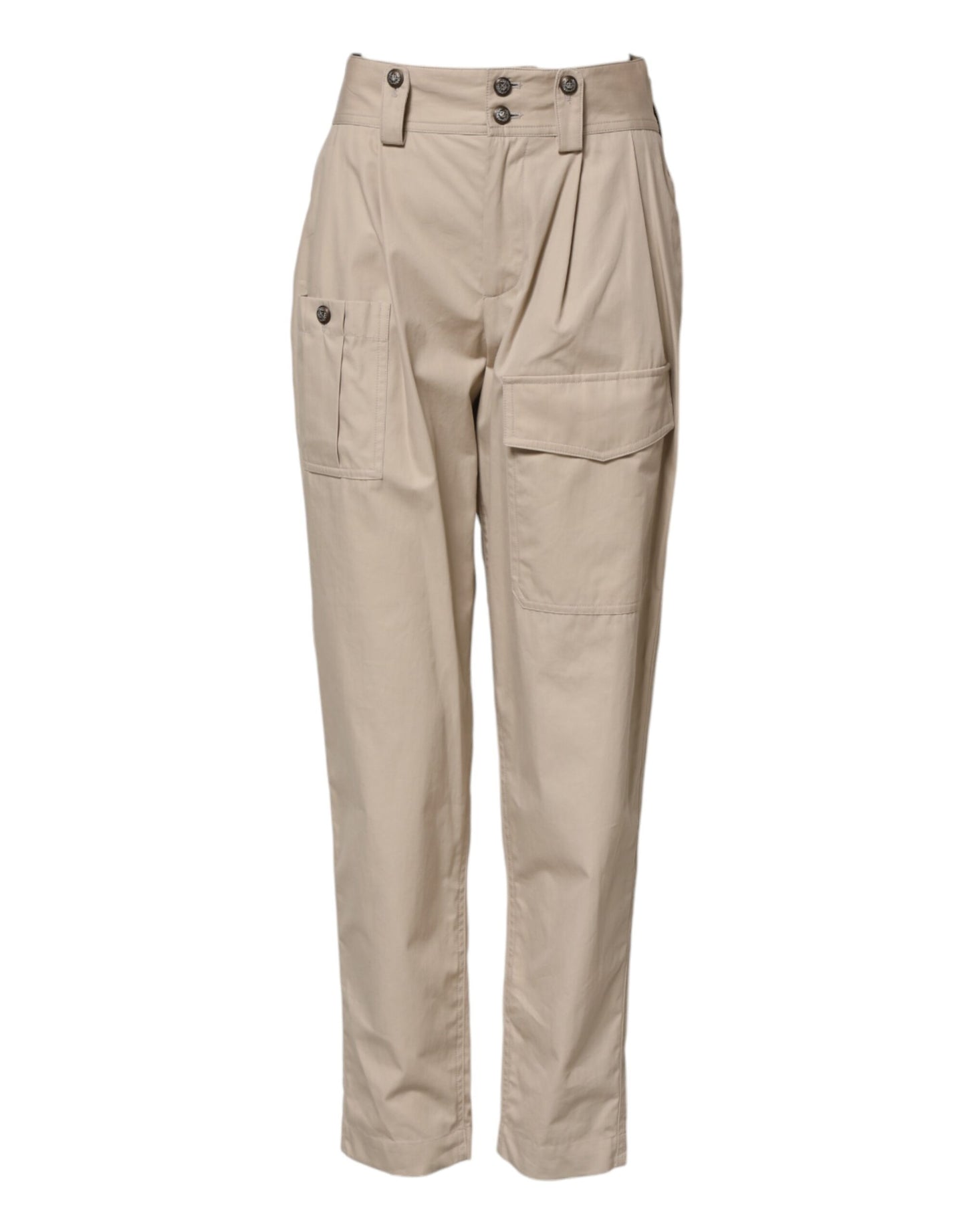 Dolce &amp; Gabbana Beige Baumwollhose mit hoher Taille