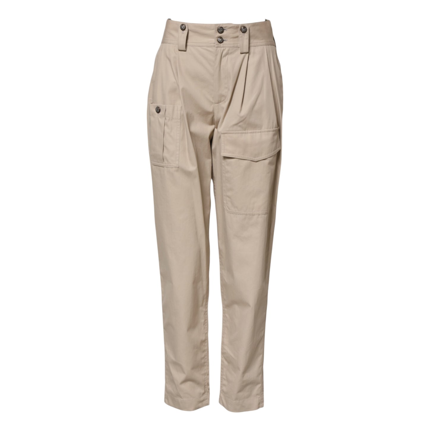 Dolce &amp; Gabbana Beige Baumwollhose mit hoher Taille