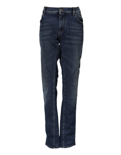 Dolce &amp; Gabbana – Gerade geschnittene Jeans aus Baumwolle mit mittlerer Taille in Blau 