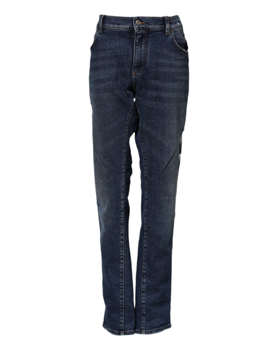 Dolce &amp; Gabbana – Gerade geschnittene Jeans aus Baumwolle mit mittlerer Taille in Blau 