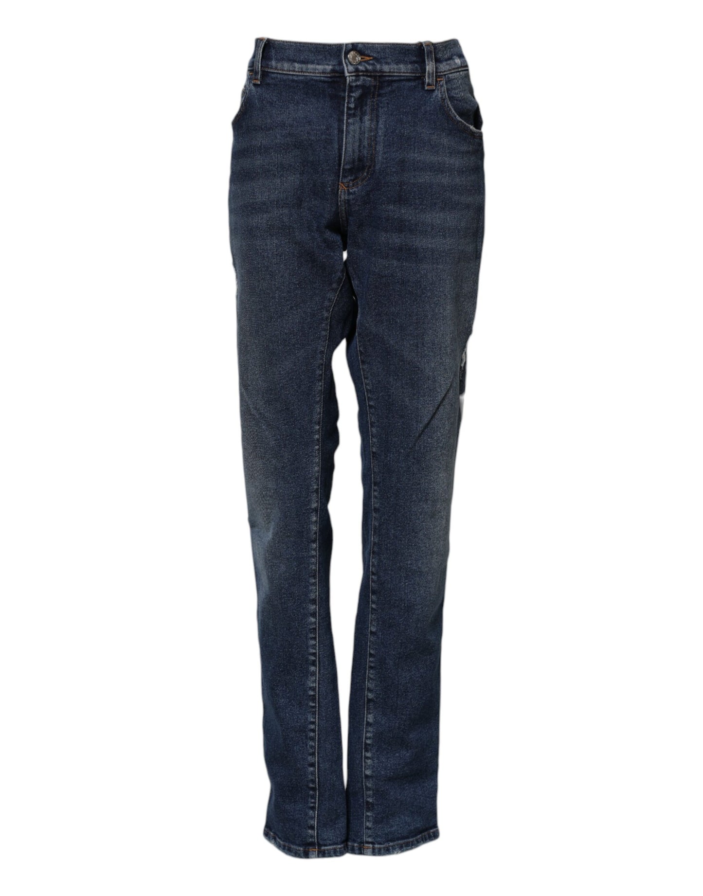 Dolce &amp; Gabbana – Gerade geschnittene Jeans aus Baumwolle mit mittlerer Taille in Blau 