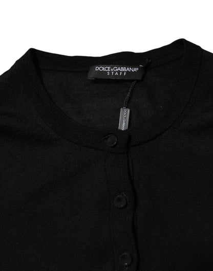 Dolce &amp; Gabbana – Schwarzer Cardigan aus Wollstrick mit Rundhalsausschnitt