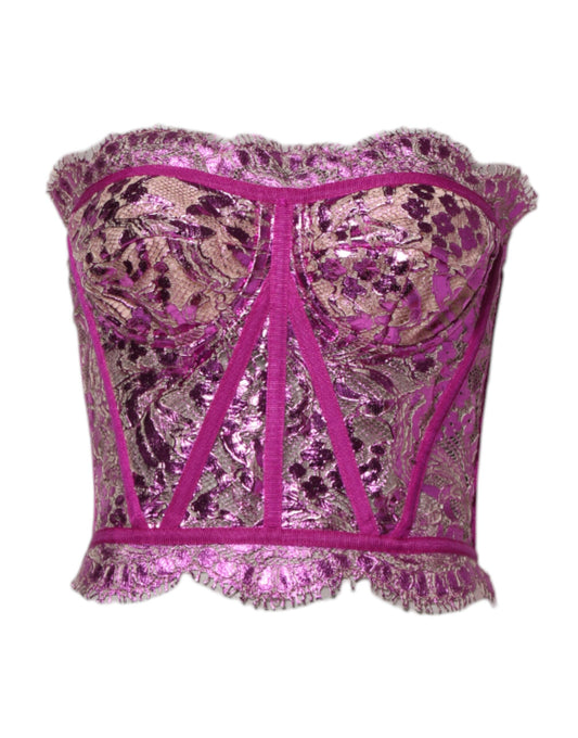 Dolce &amp; Gabbana – Rosafarbenes, ärmelloses Bustier-Korpus-Bluse-Top