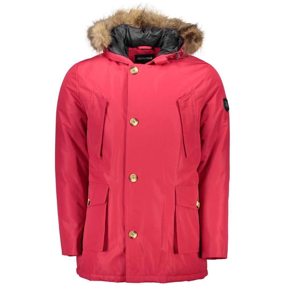 Roberto Cavalli Rote Polyesterjacke