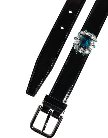 Dolce &amp; Gabbana – Schwarzer Gürtel mit verzierter Logoschnalle aus Metall