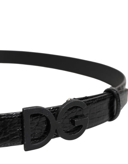 Dolce &amp; Gabbana Schwarzer Ledergürtel mit klassischer DG-Schnalle aus Metall