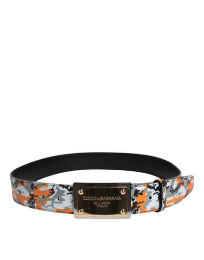 Dolce &amp; Gabbana Gürtel mit mehrfarbiger Camouflage-Logoschnalle aus Metall