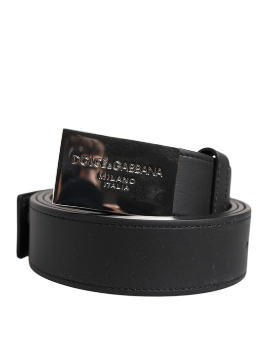 Dolce &amp; Gabbana – Klassischer Gürtel aus schwarzem Leder mit Metall-Logoschnalle