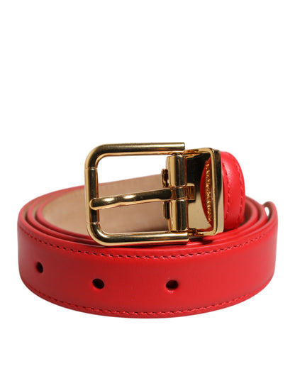 Dolce &amp; Gabbana Cintura-Gürtel aus rotem Leder mit goldener Metallschnalle