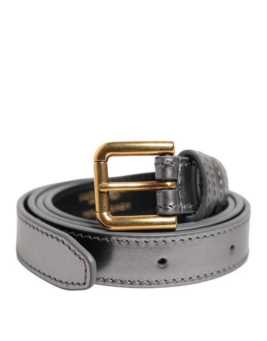 Dolce &amp; Gabbana – Silberner Gürtel mit Metallschnalle und eingraviertem Logo
