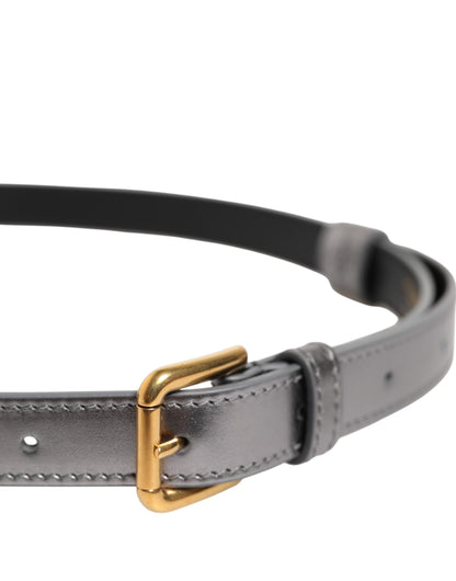 Dolce &amp; Gabbana – Silberner Gürtel mit Metallschnalle und eingraviertem Logo