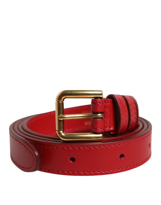 Dolce &amp; Gabbana – Roter Gürtel mit Metallschnalle und eingraviertem Logo