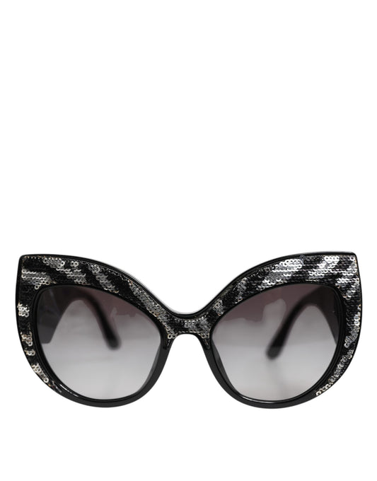 Dolce &amp; Gabbana – Oversize-Sonnenbrille „DG4326“ mit Schmetterlingsmotiv und schwarzen, silbernen Pailletten