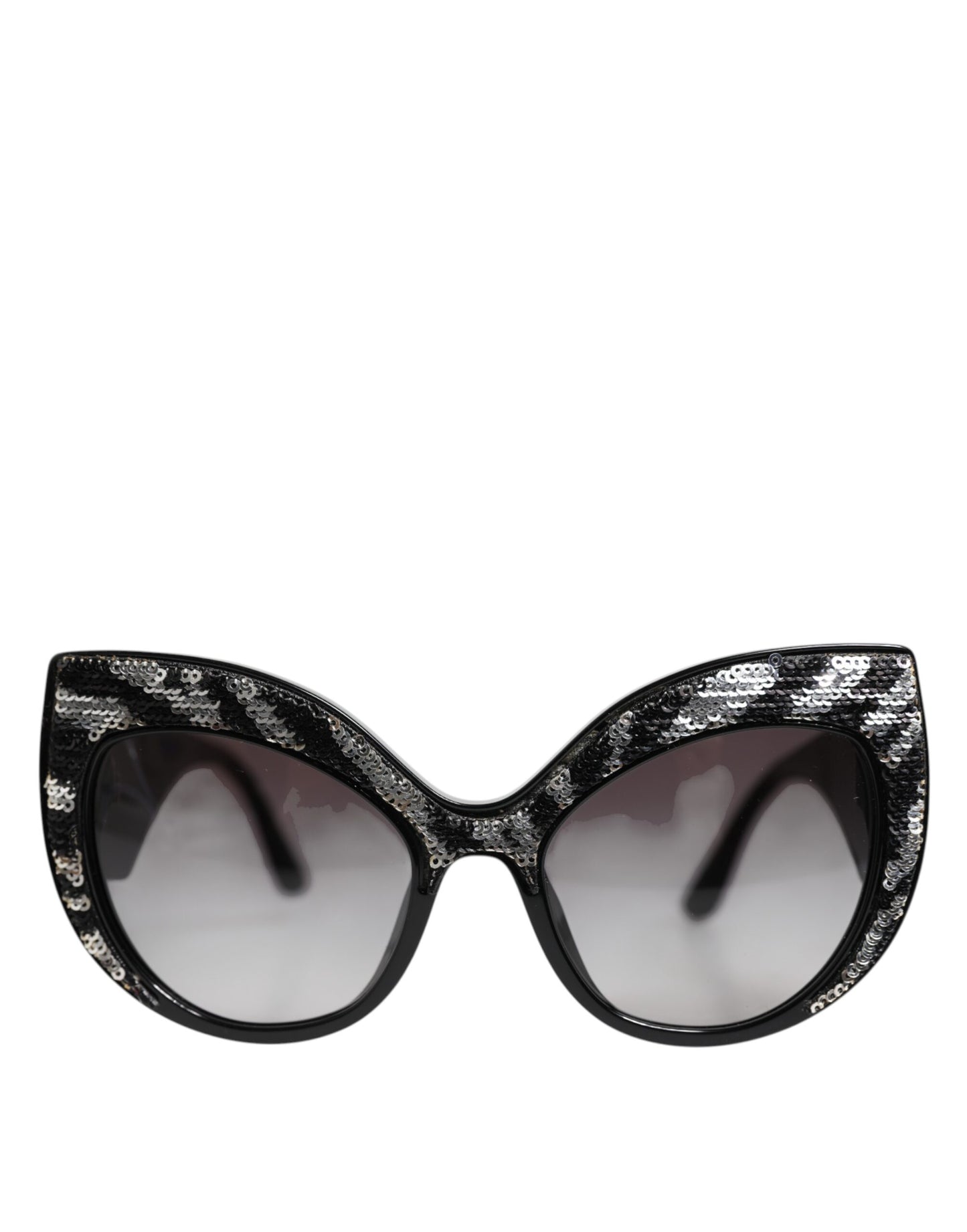 Dolce &amp; Gabbana Black Silver Sequin Oversized Butterfly DG4326 Sunglasses