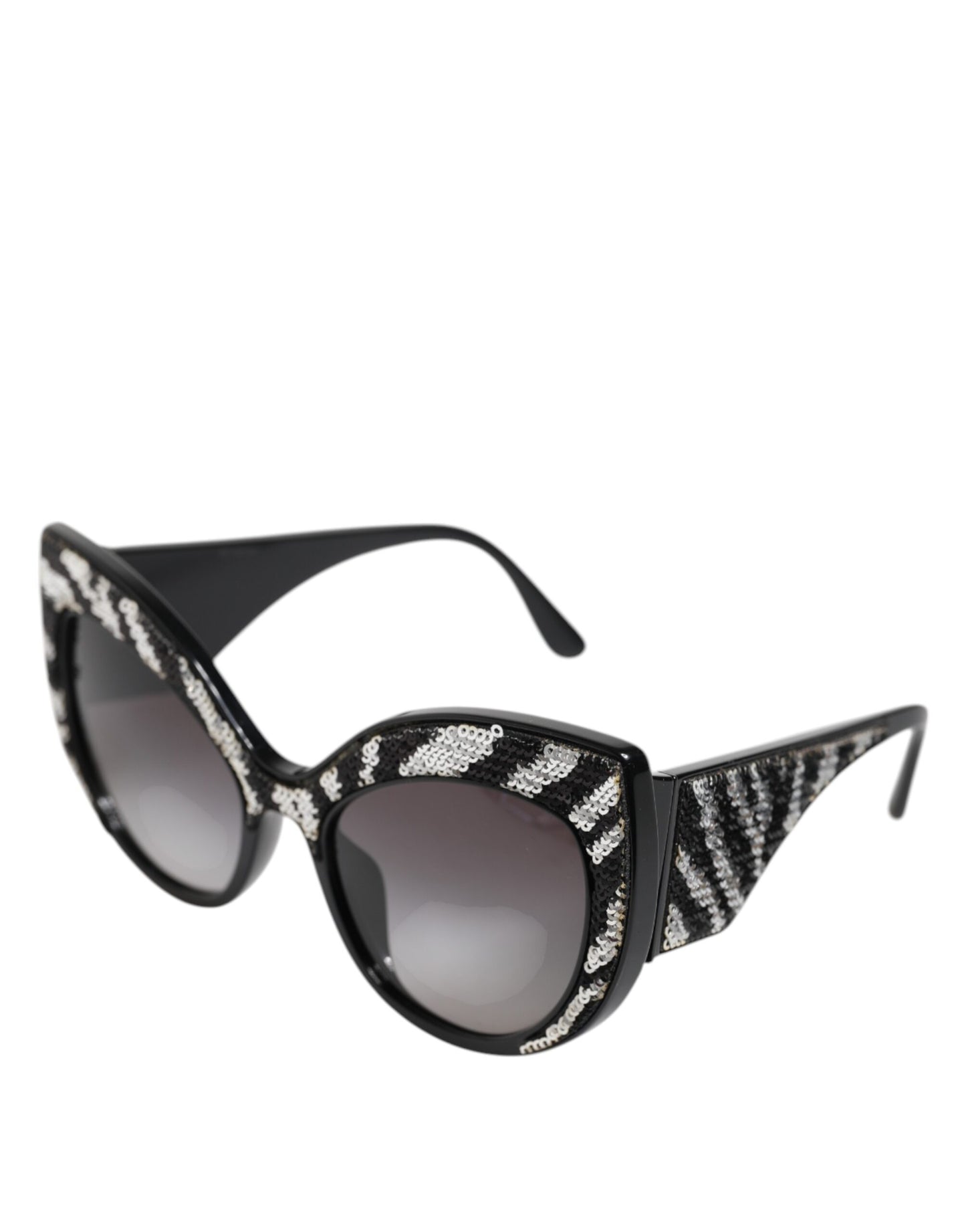 Dolce &amp; Gabbana Black Silver Sequin Oversized Butterfly DG4326 Sunglasses