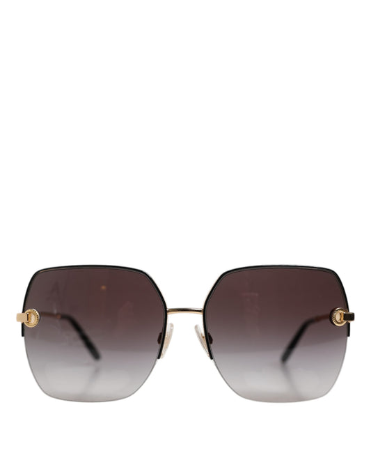 Dolce &amp; Gabbana DG2267 – Quadratische Sonnenbrille aus schwarzgoldenem Metall mit Vollrand