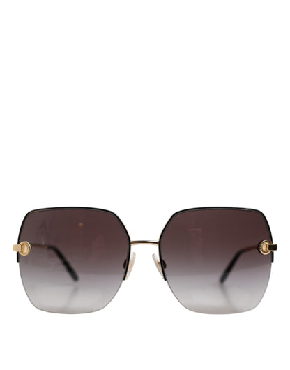 Dolce &amp; Gabbana DG2267 Black Gold Metal Full Rim Square Sunglasses
