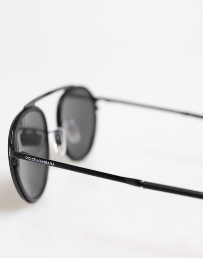 Dolce &amp; Gabbana – DG2276 – Runde Sonnenbrille mit Metallrand in Mattschwarz