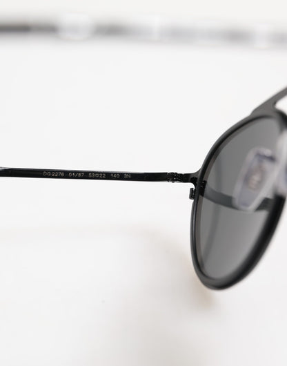 Dolce &amp; Gabbana – DG2276 – Runde Sonnenbrille mit Metallrand in Mattschwarz