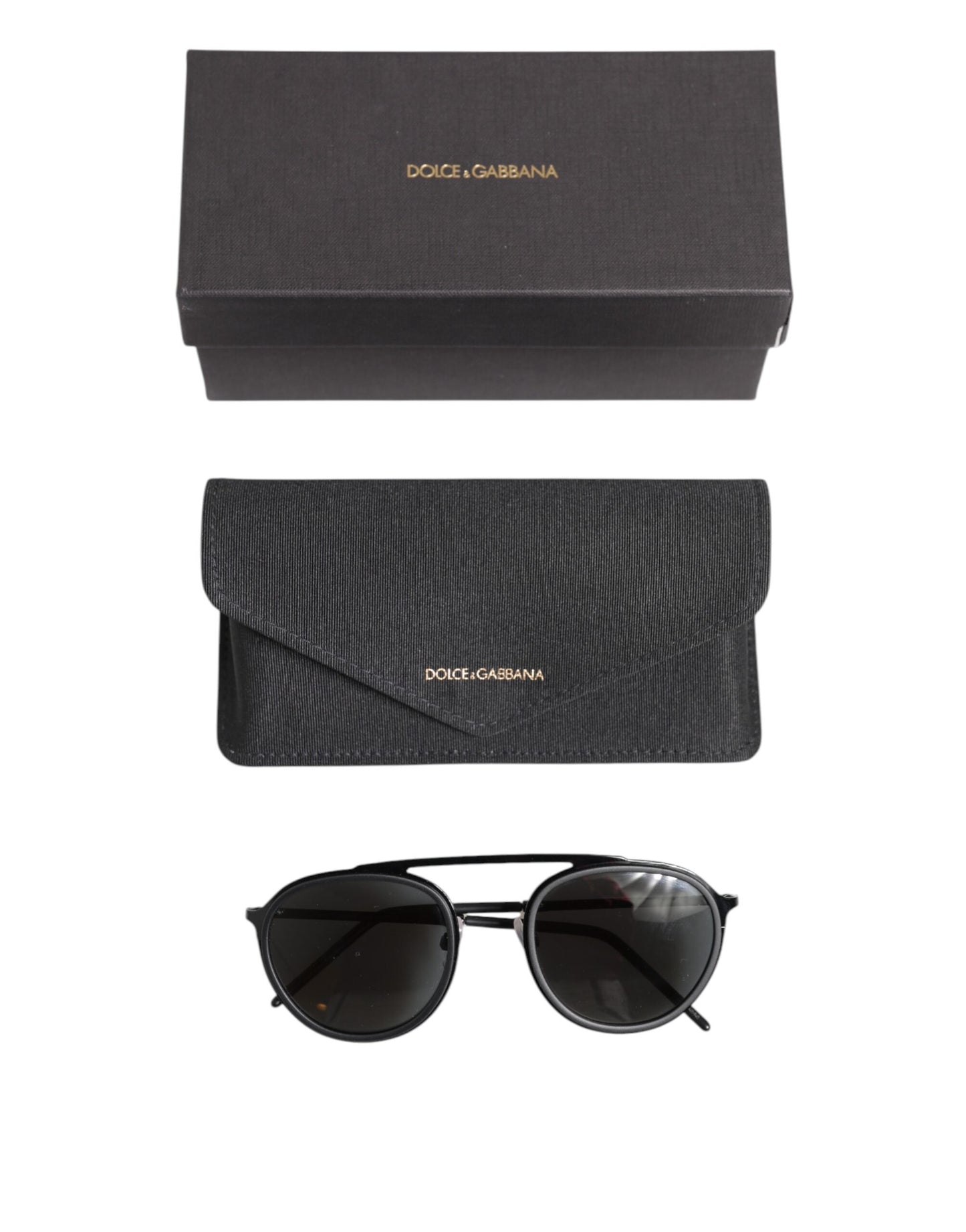 Dolce &amp; Gabbana – DG2276 – Runde Sonnenbrille mit Metallrand in Mattschwarz