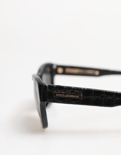 Dolce &amp; Gabbana – Sonnenbrille mit getönten Gläsern und schwarzem Lederrahmen DG4177