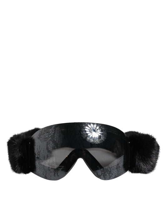 Dolce &amp; Gabbana Schwarze Bi0759 Skibrillen-Sonnenbrille mit verspiegelter Spitze