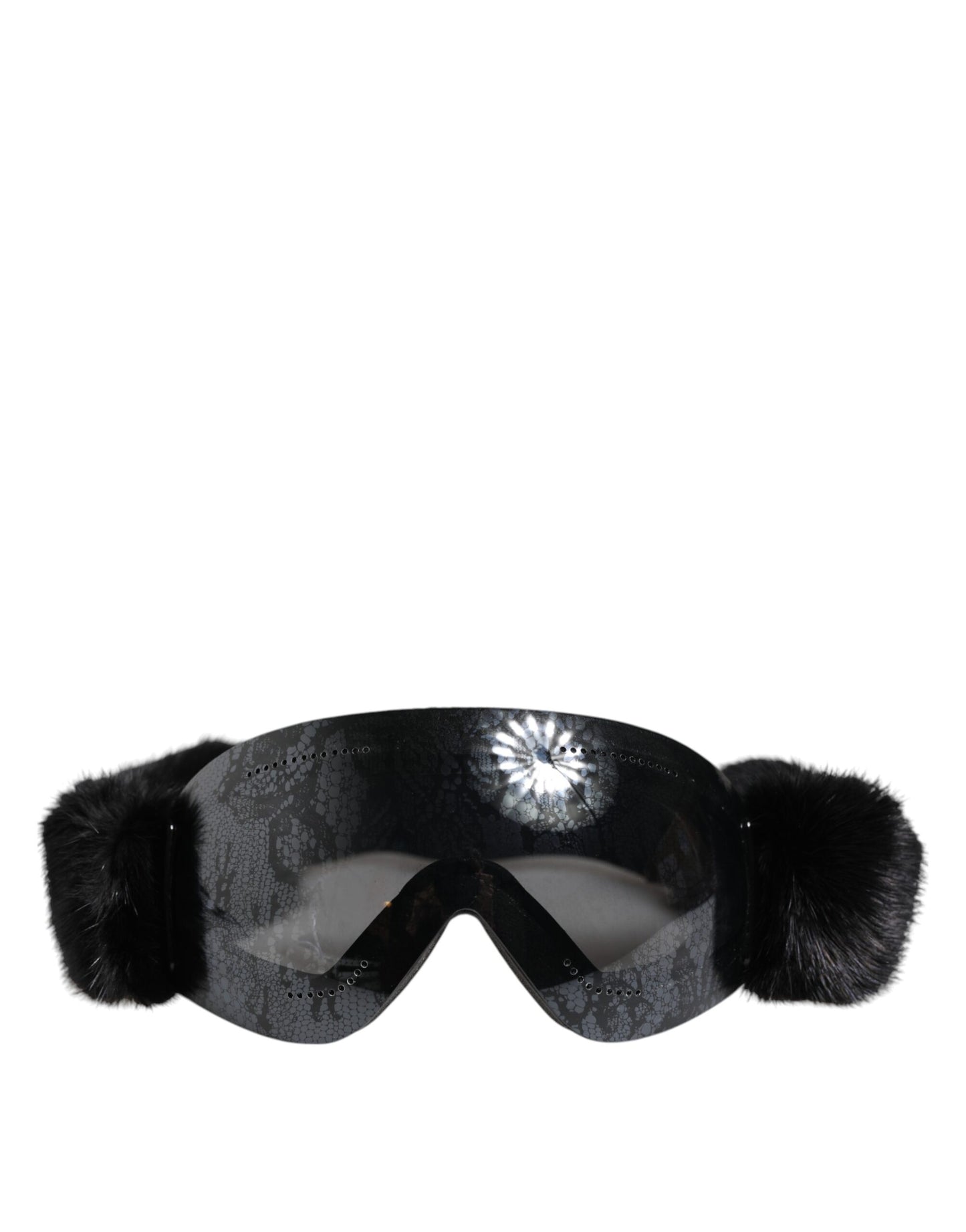Dolce &amp; Gabbana Black Bi0759 Lace Mirrored Ski Goggles Mask Sunglasses