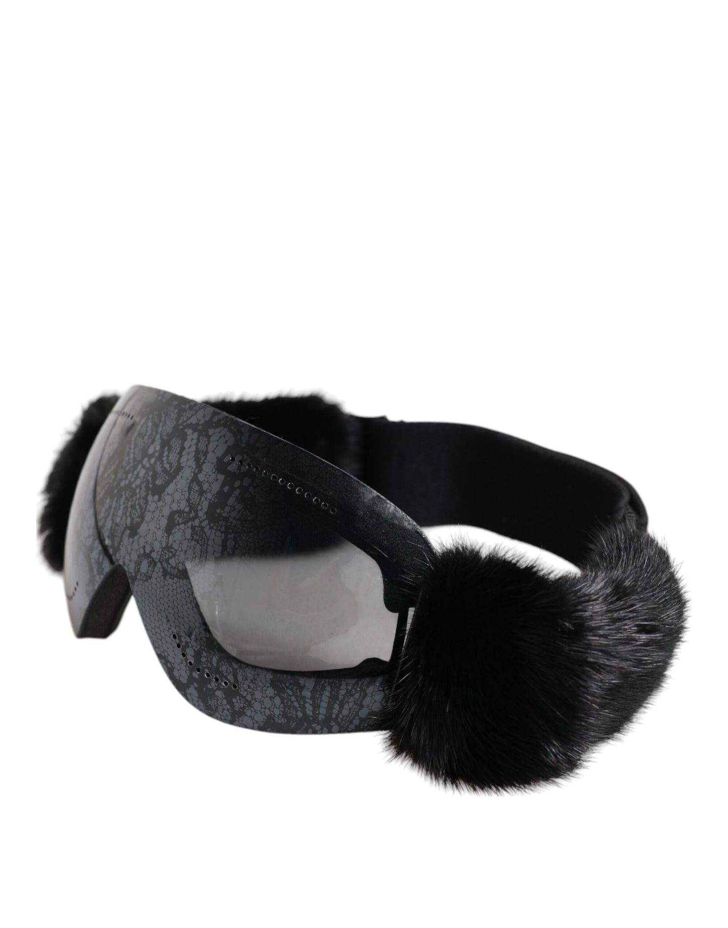 Dolce &amp; Gabbana Black Bi0759 Lace Mirrored Ski Goggles Mask Sunglasses