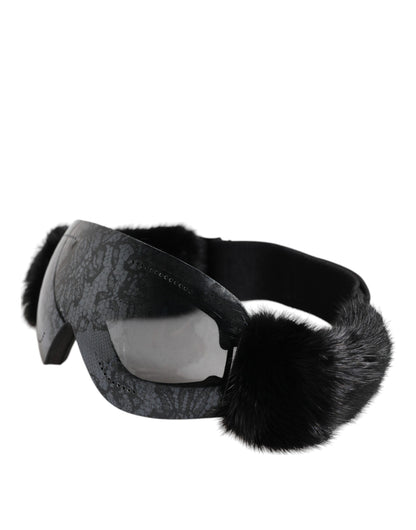 Dolce &amp; Gabbana Black Bi0759 Lace Mirrored Ski Goggles Mask Sunglasses